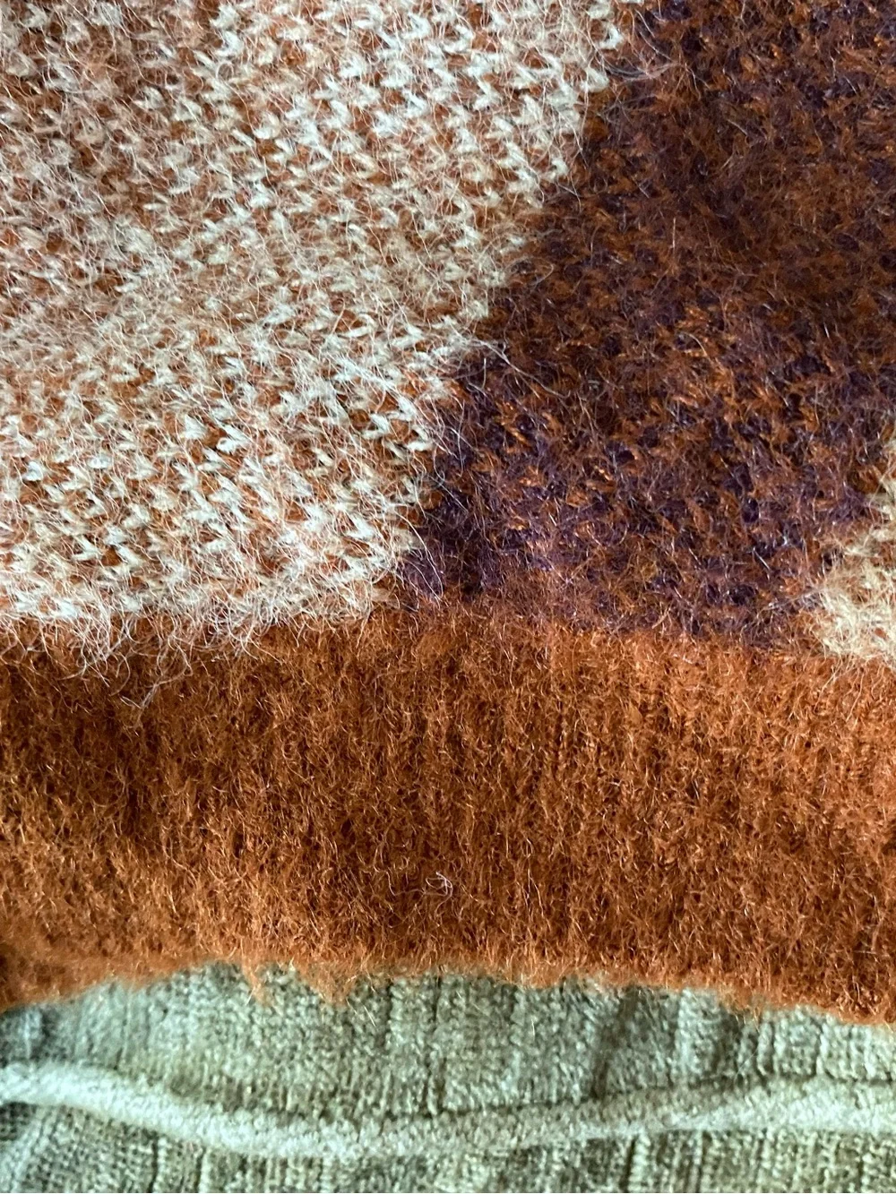 Free People Rust & Mauve Striped Crop Sweater